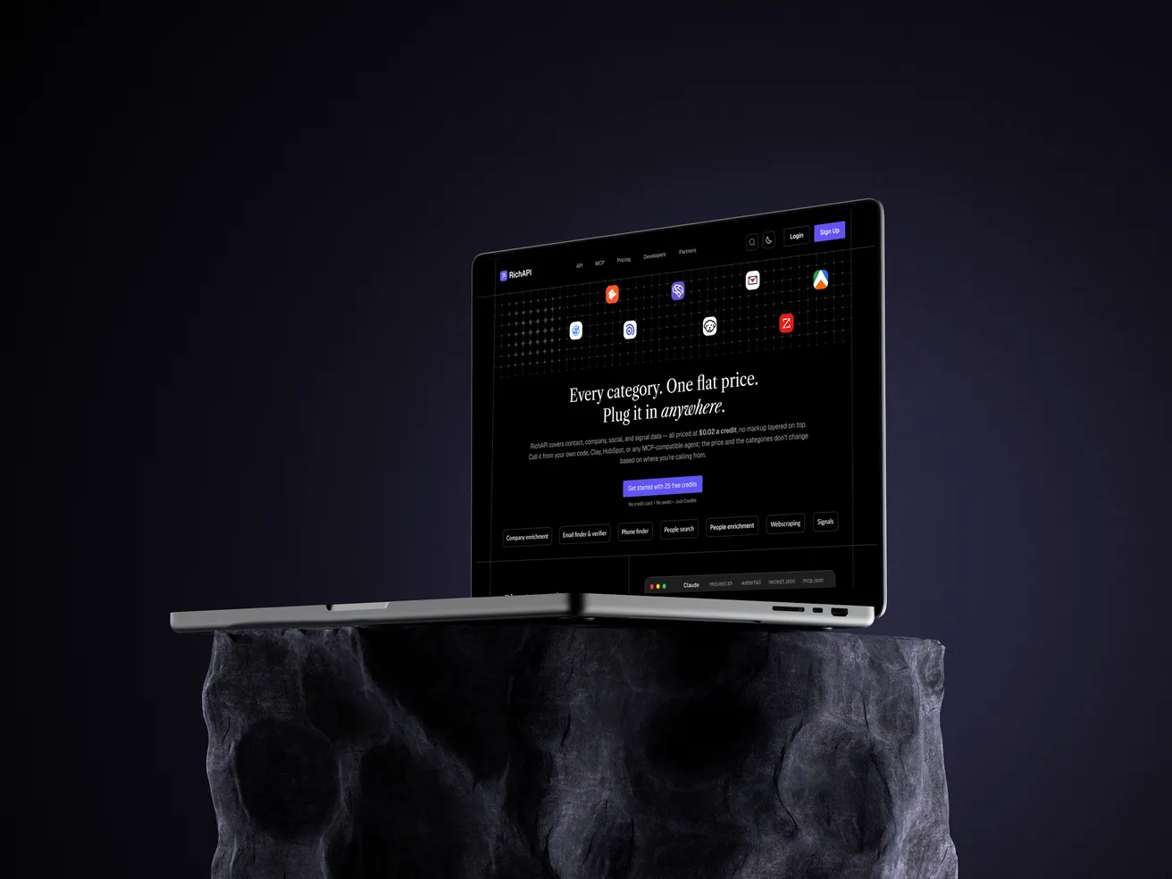 RichAPI homepage on a laptop